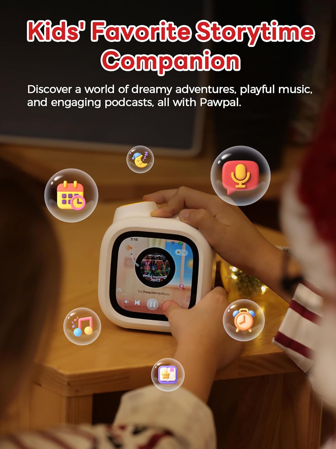 Pawpal Toy for Kids & Toddlers - All-in-1 Stories, Music, Podcast, Schedule, Ok-to-Wake, Habit-Building, Digital Pet, Nightlight, Parental Control, Message, Christmas Gifts for Girls Boys Ages 3+