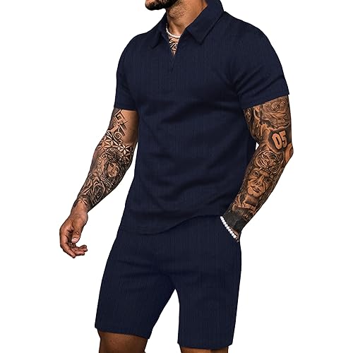 JoZorro Mens Polo Shirts and Shorts Set Tracksuit Fashion Casual Summer 2 Piece Outfits for Men