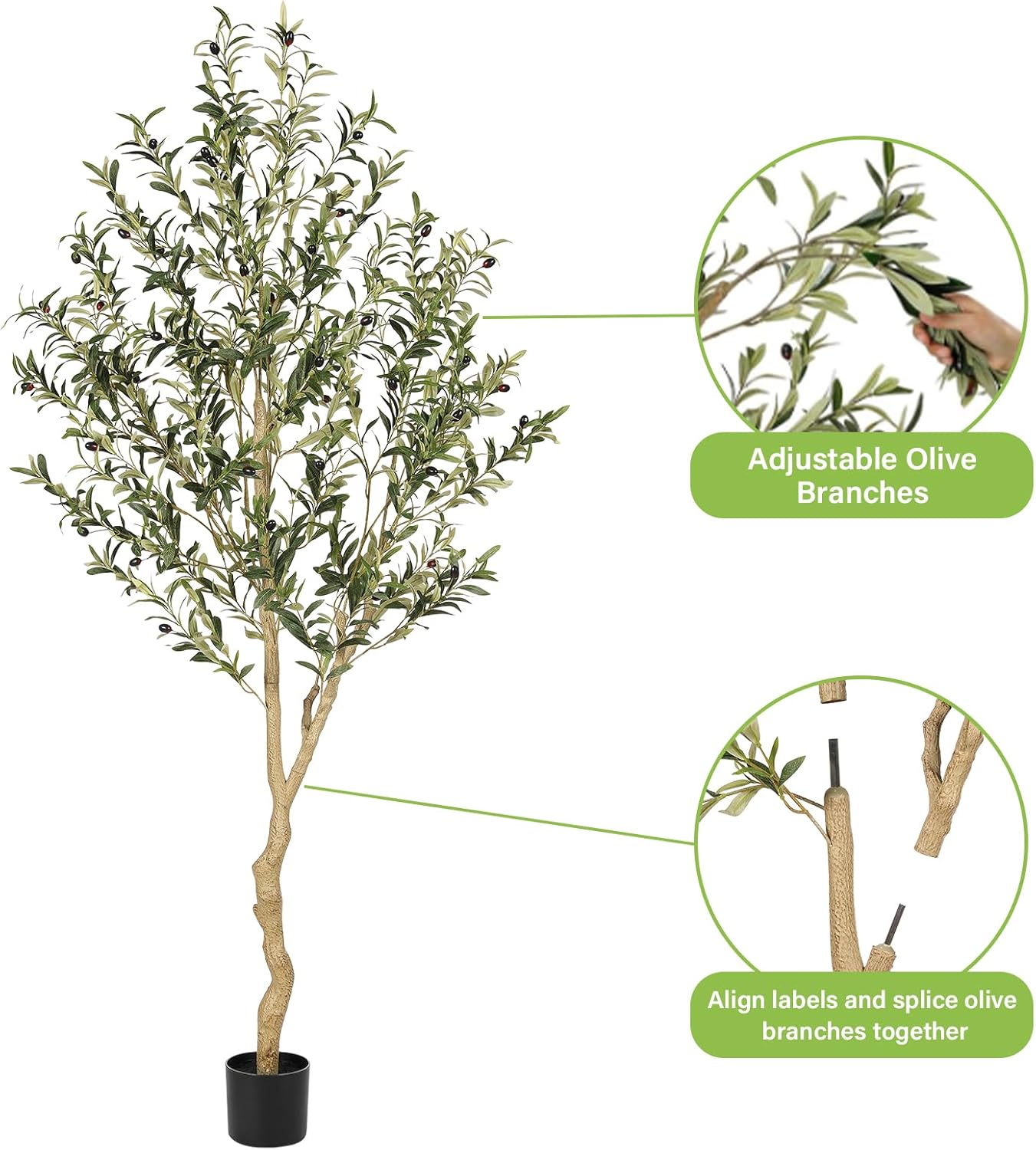 Realead 6ft Faux Olive Tree, Tall Olive Tree Plants, Fake Potted Olive Silk Tree, Artificial Olive Trees for Modern Home Office Living Room Floor Decor Indoor - Image 5