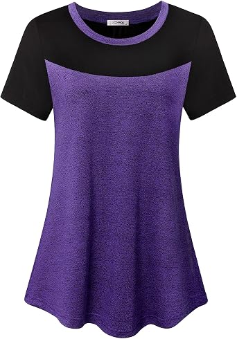 Womens Short Sleeve Round Neck Loose Fitting Athletic Yoga Shirt