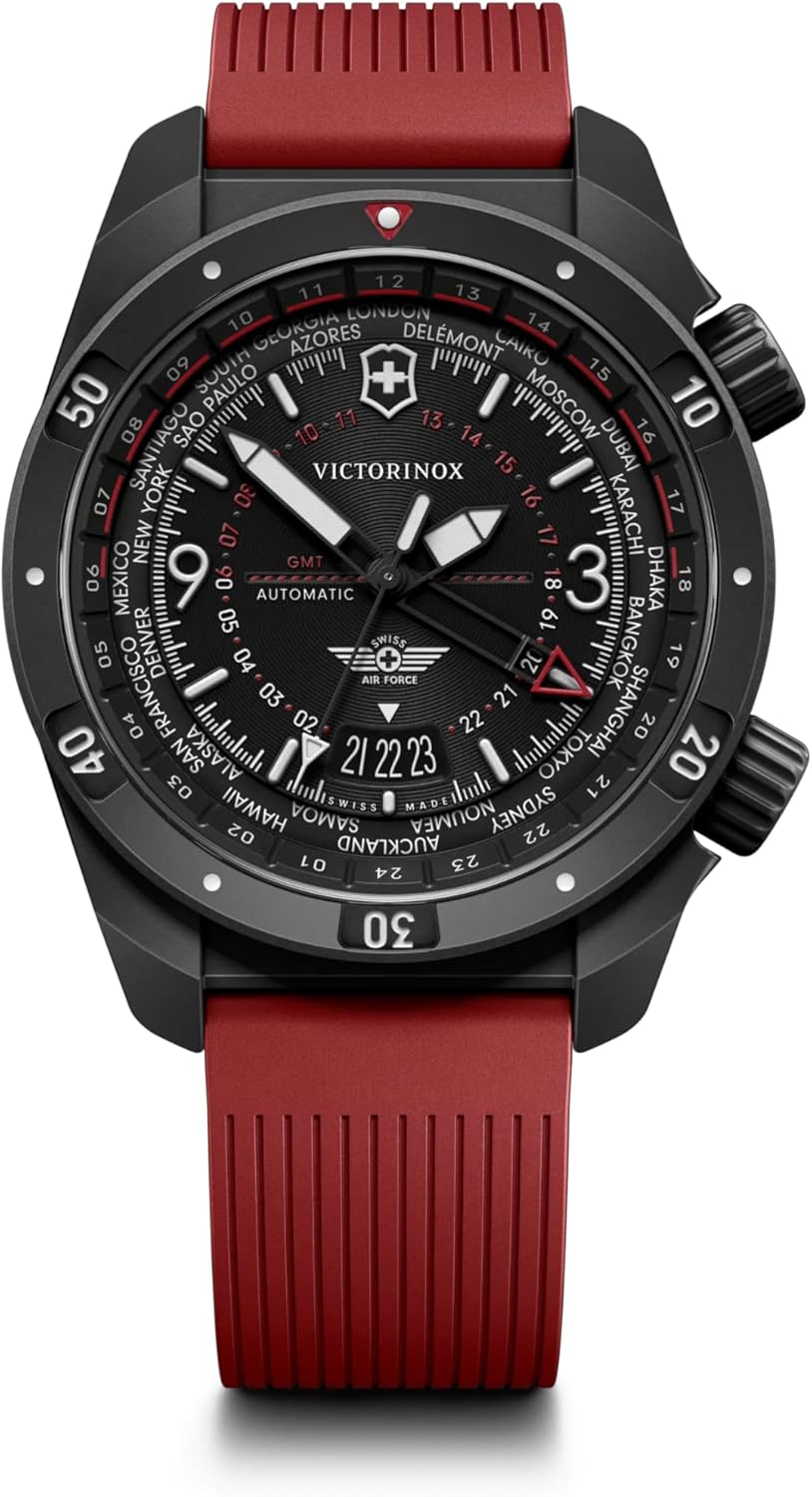 Victorinox Air Pro Automatic Black Dial Red Rubber Strap
