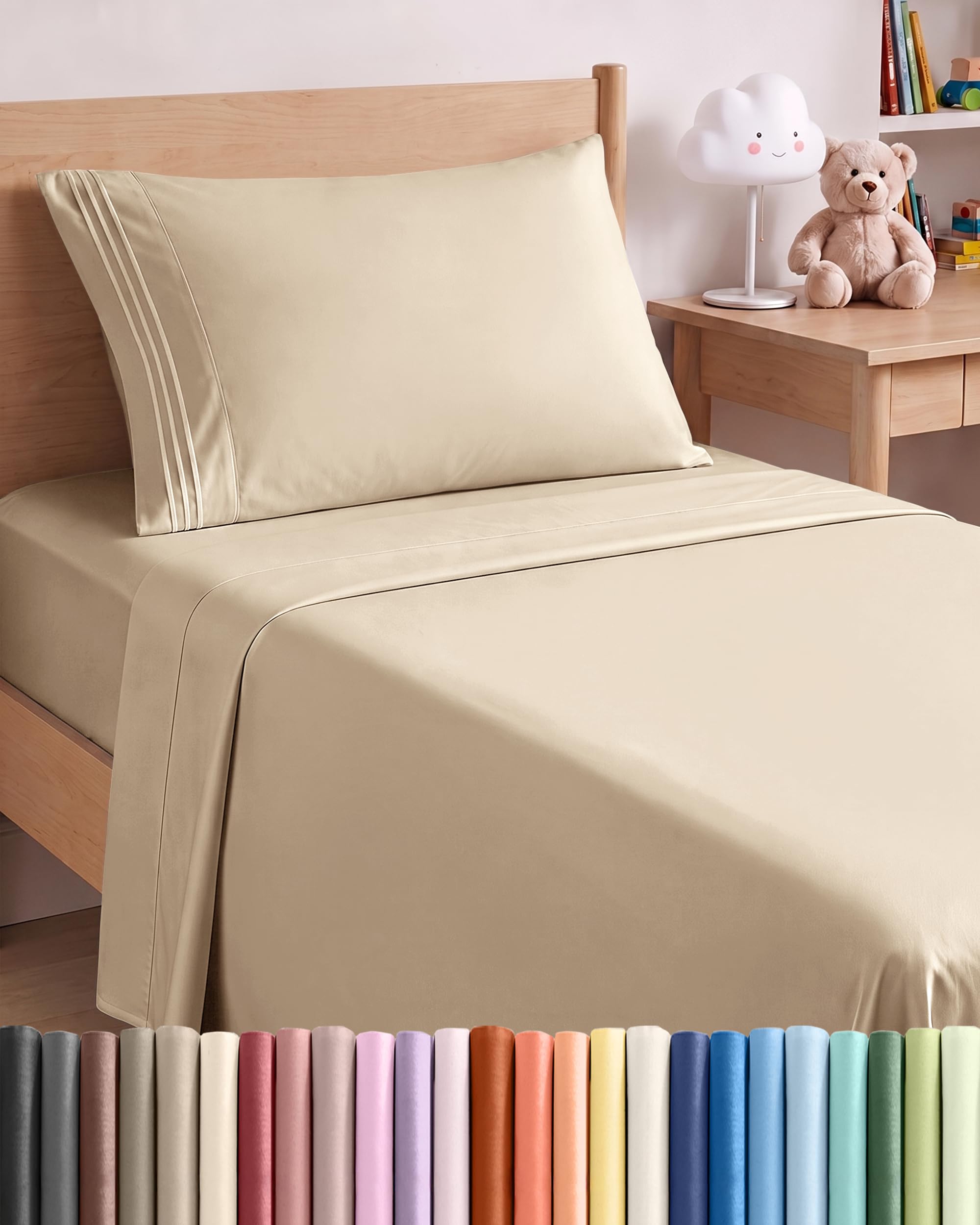 Twin XL Size 3 Piece Sheet Set - Comfy Breathable &amp; Cooling Sheets - Cream