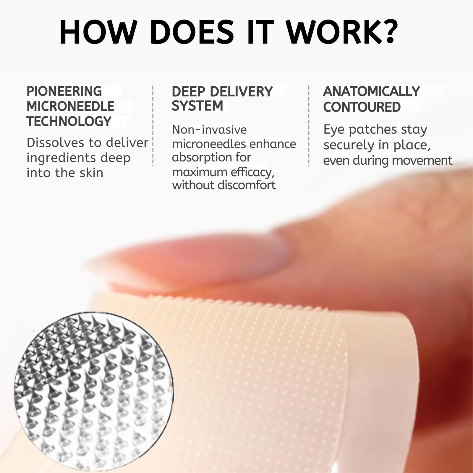 Serum Microneedle Patches with 2000 Needles, Microneedle Patches for Eyes Anti-Wrinkle Under Eye Masks with Hyaluronic Acid - Image 3