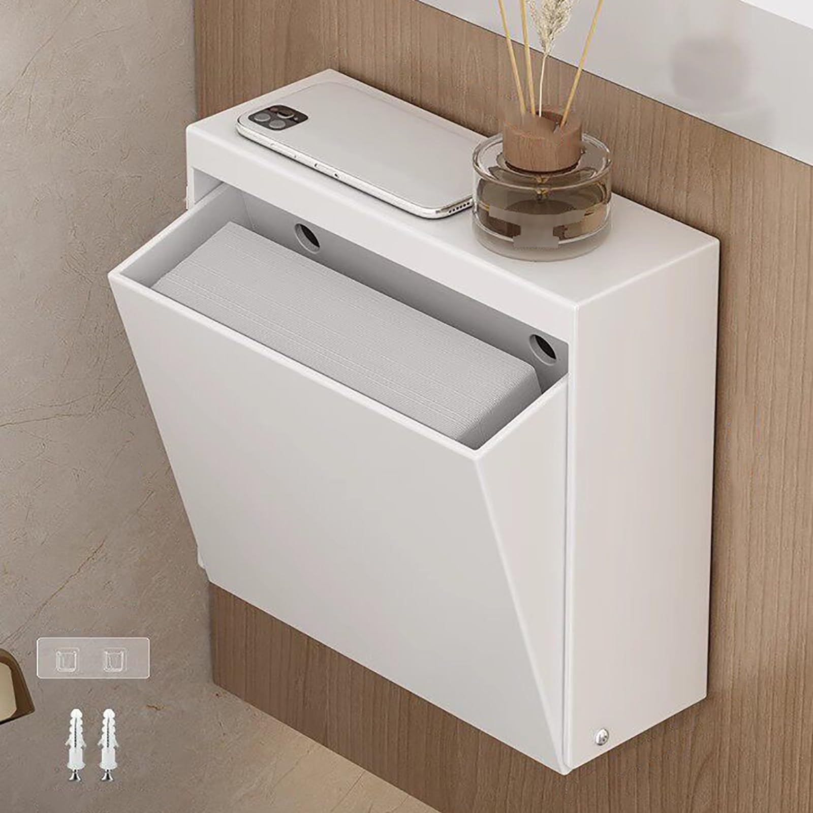 Dispenser Carta Asciugamani, Dispenser Carta Igienica, Porta Carta Igienica Metallo, Portacartaigienica Bagno, Porta Carta Igienica da Muro(White)
