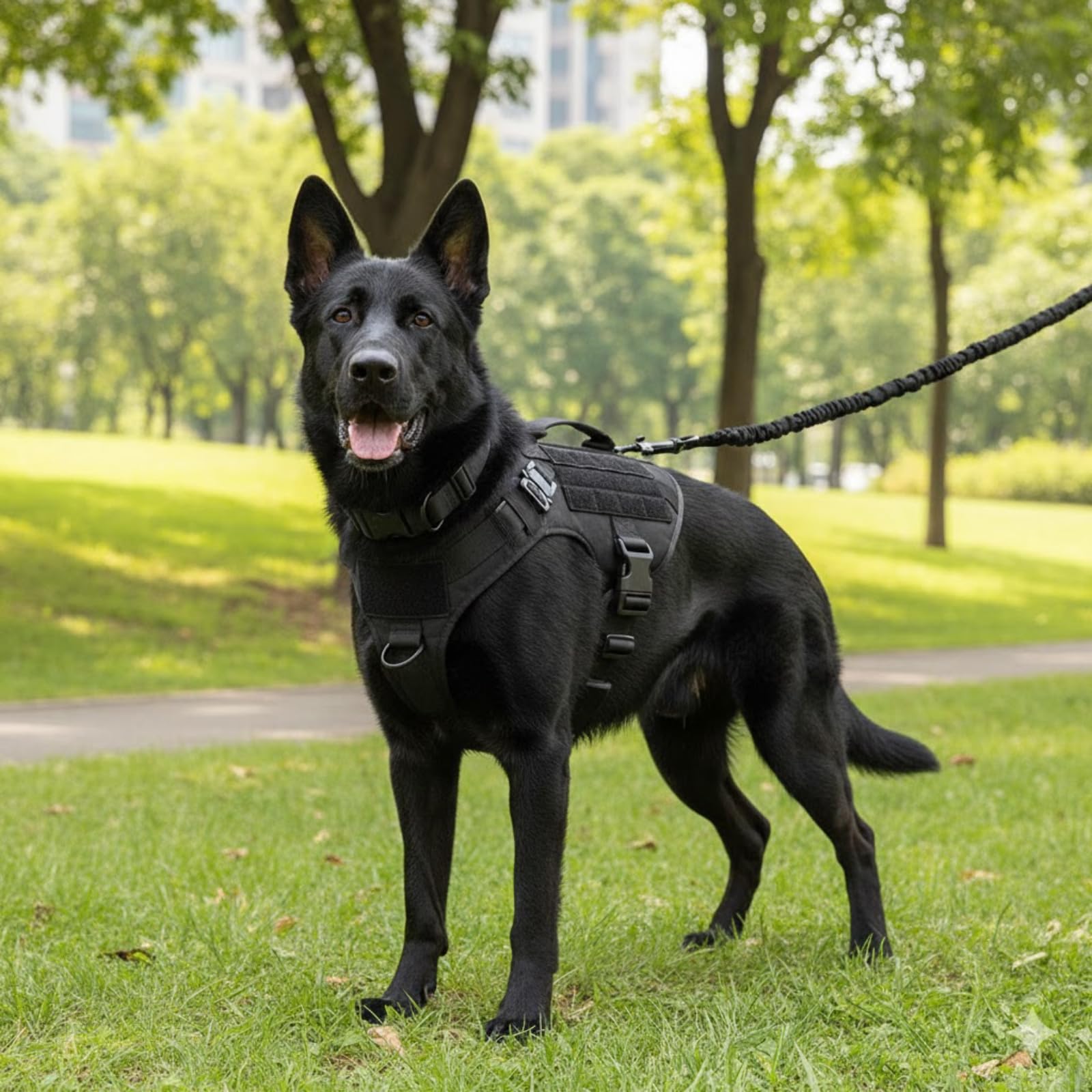 Set di pettorina guinzaglio e collare canino militare tattico - nylon resistente riflettente regolabile con due fibbie punti fissaggio multipli per l'allenamento il campeggio le attività