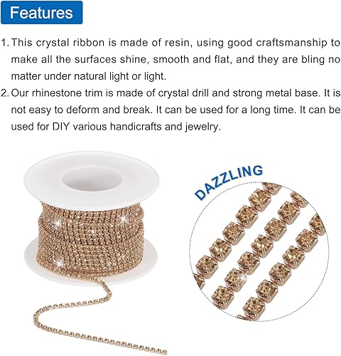 Miniatura 4 de MECCANIXITY Cadena de diamantes de imitación de cristal de 10 yardas, 0.079 pulgadas, con cierre de cadena para coser, manualidades, joyería de