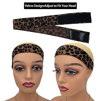4 Pack Elastic Bands for Wig(Leopard & Silver)