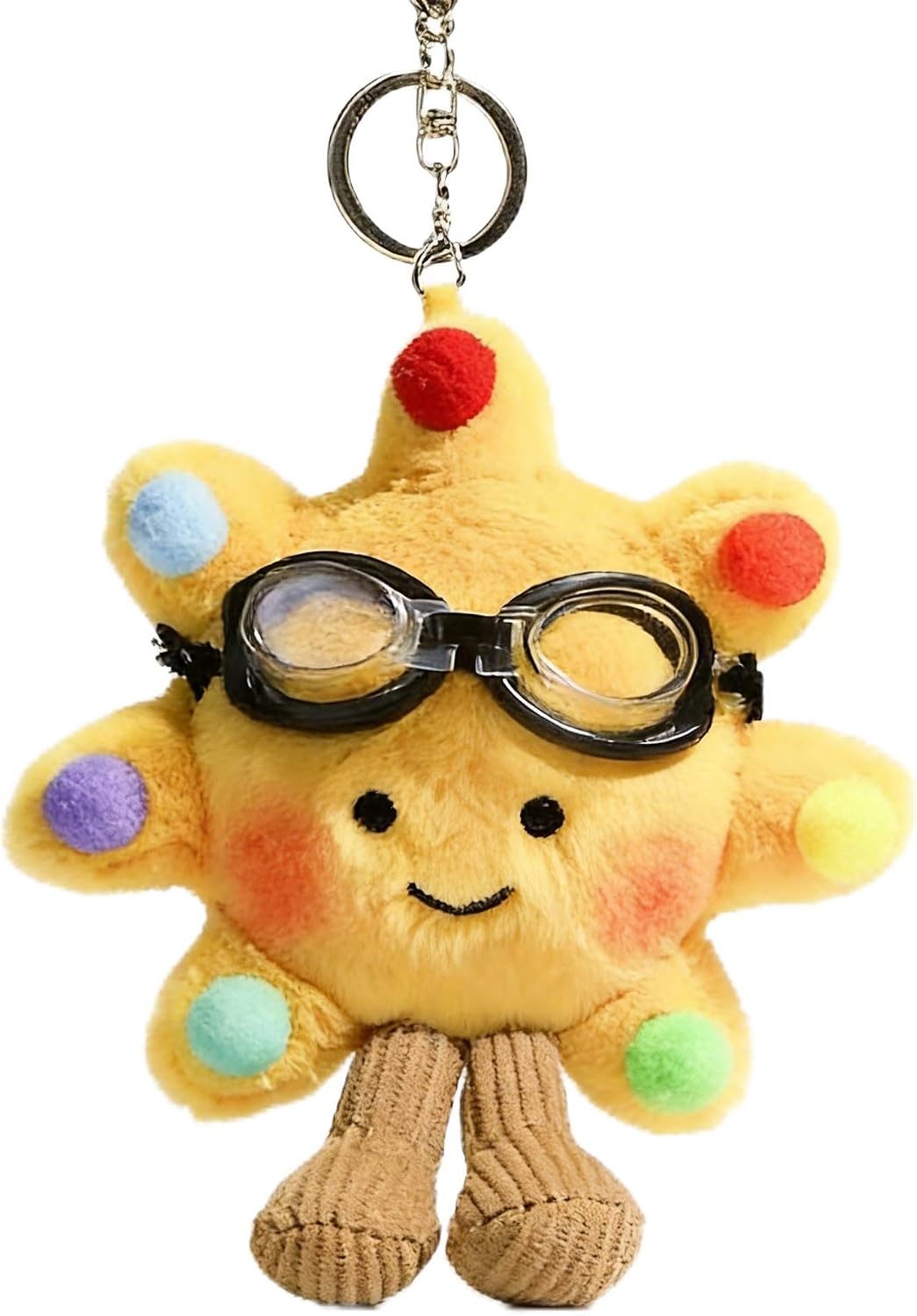 Cute Kaychain Sun Kawaii Purse Charms Plush Keychain Bag Charms Accessories for Car Purse Backpack(Rainbow)