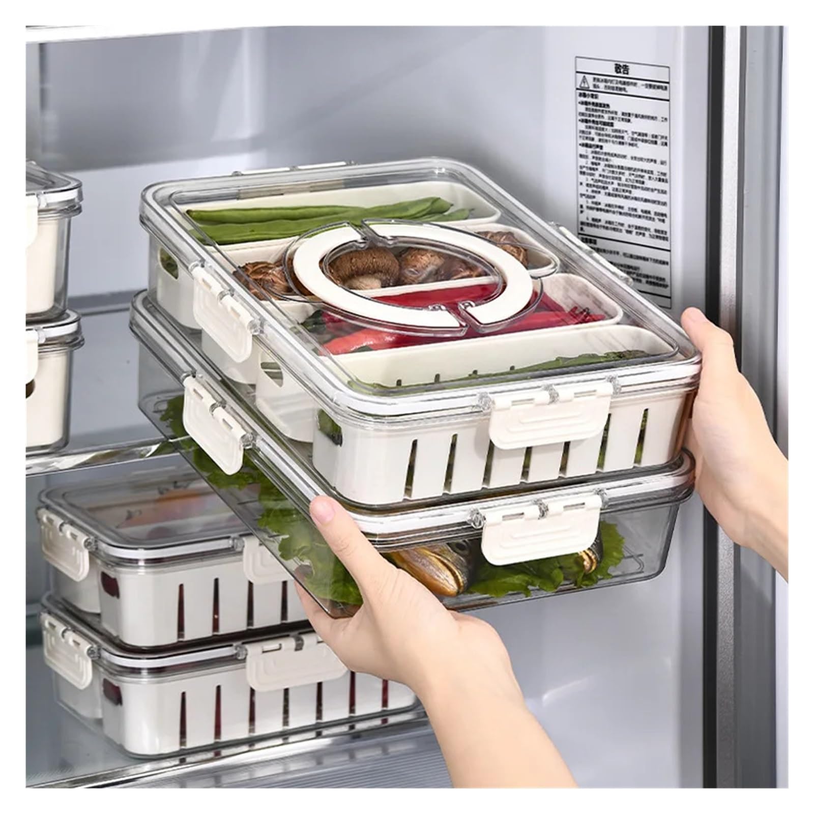 Vassoio Diviso Con Coperchio,Contenitore for Frutta E Snack A 4/8 Scomparti
