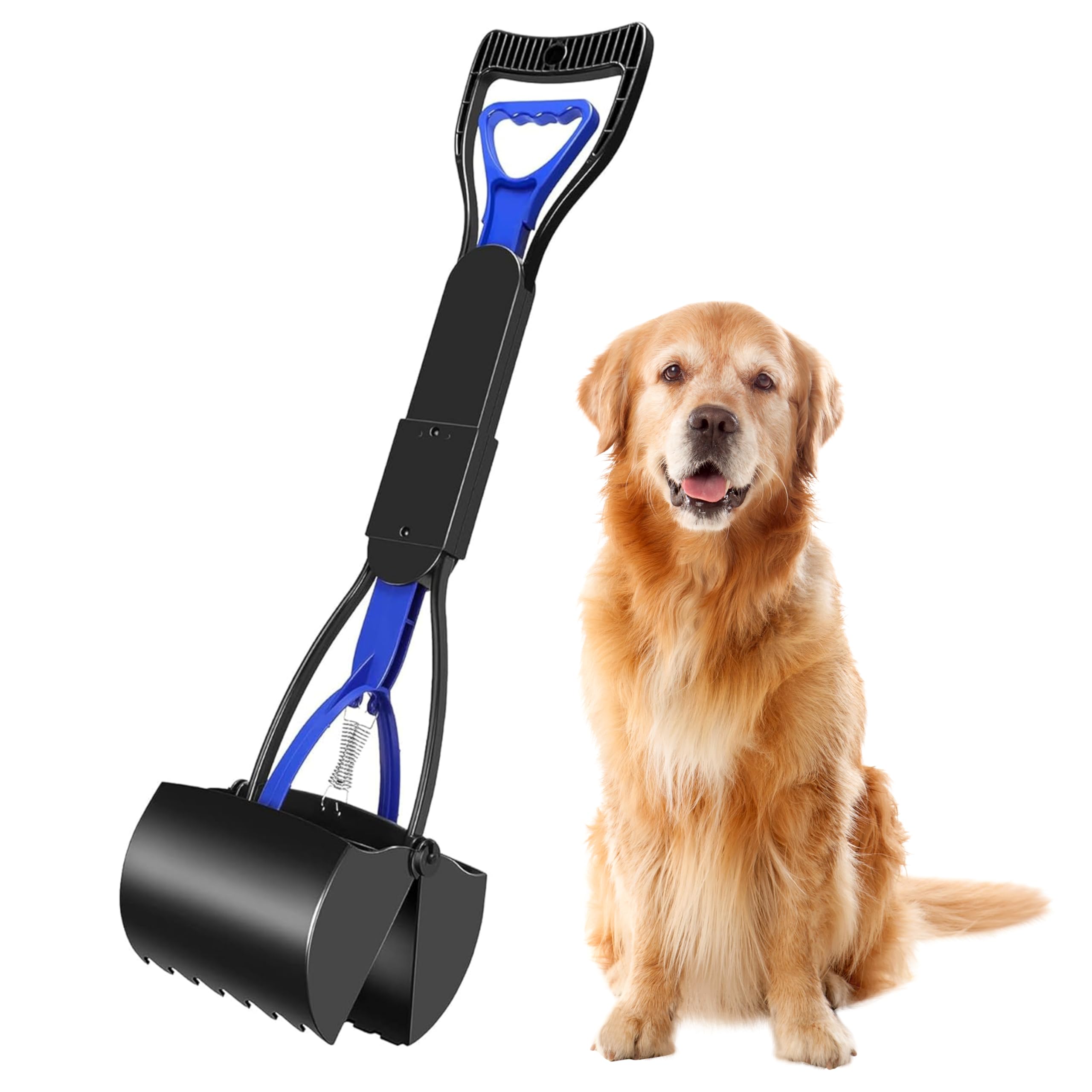 ALAYSTAR Premium 60cm Long Handle Dog Pooper Scooper Durable, Ergonomic Pet Waste Picker Tool for Dogs & Cats Portable, Design Ideal for Outdoor & Indoor Use, Litter Dirt Remove (BLUE)