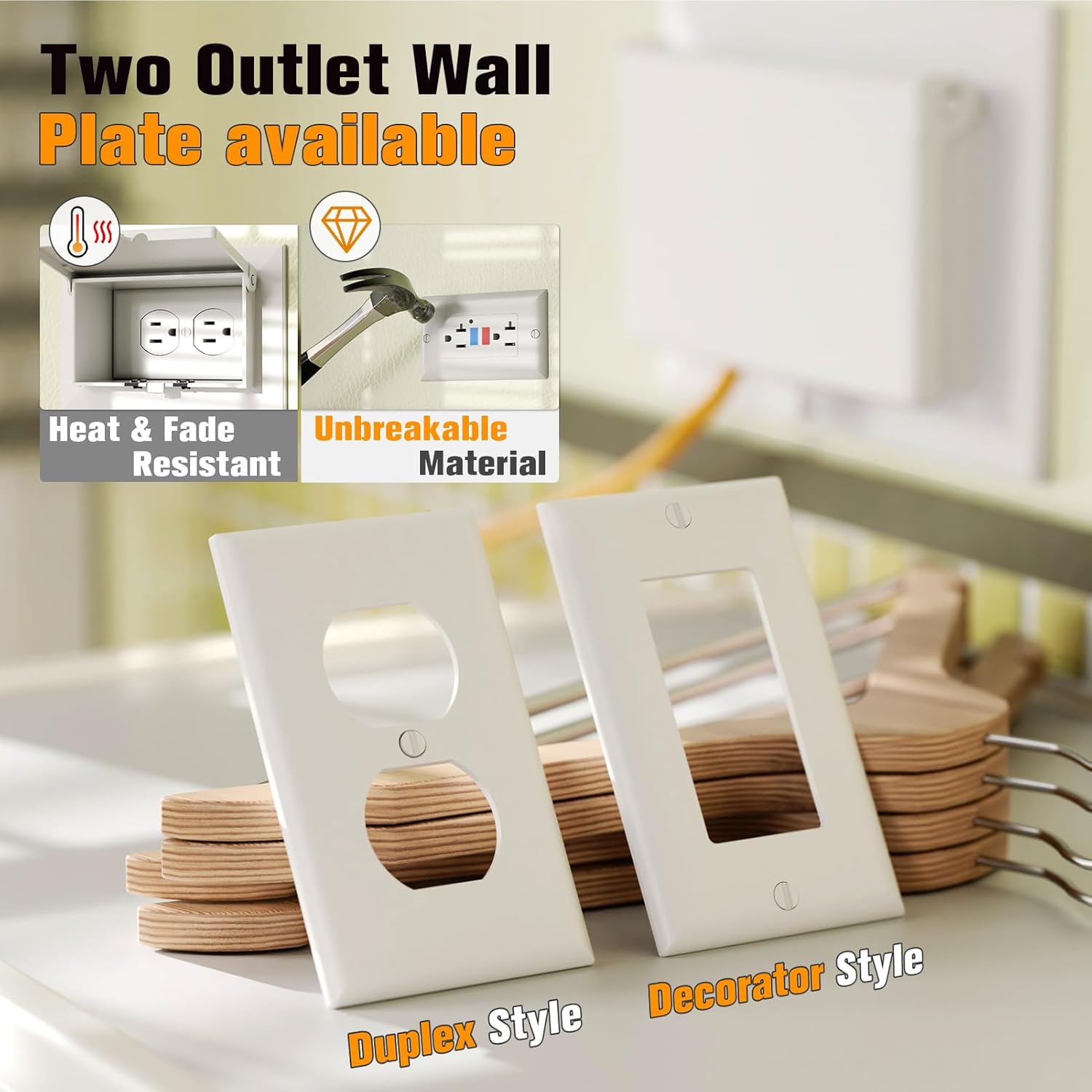 Recessed Outlet Box, DBHS1W-1 Low Profile Electrical Outlet Boxes, Wall Plate Kit for New Vinyl Siding, Enclosed Weatherproof Pack with Duplex & Decorator Style Covers, 1-Gang, Horizontal, White