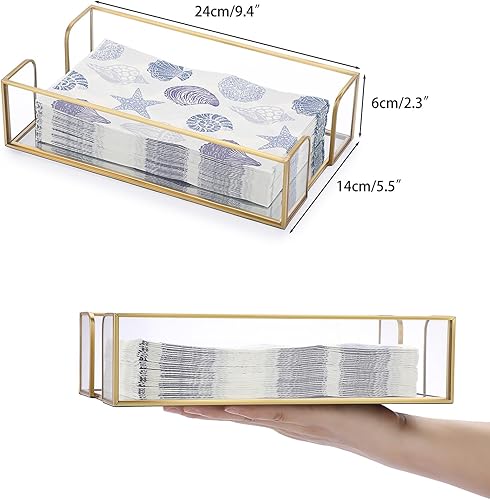 Miniatura 3 de Sumnacon Servilletero, mesa de servilleta de cristal, elegante soporte para toallas de invitados para toalla de mano, cesta rectangular para
