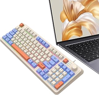 Geteawily PC Gamings Keyboards Mechanical | Computer Keyboards 94-Key Mechanical Keyboard | K82 Wired Keyboard Glowing 94-Key Mechanical Keyboard For Game Lovers