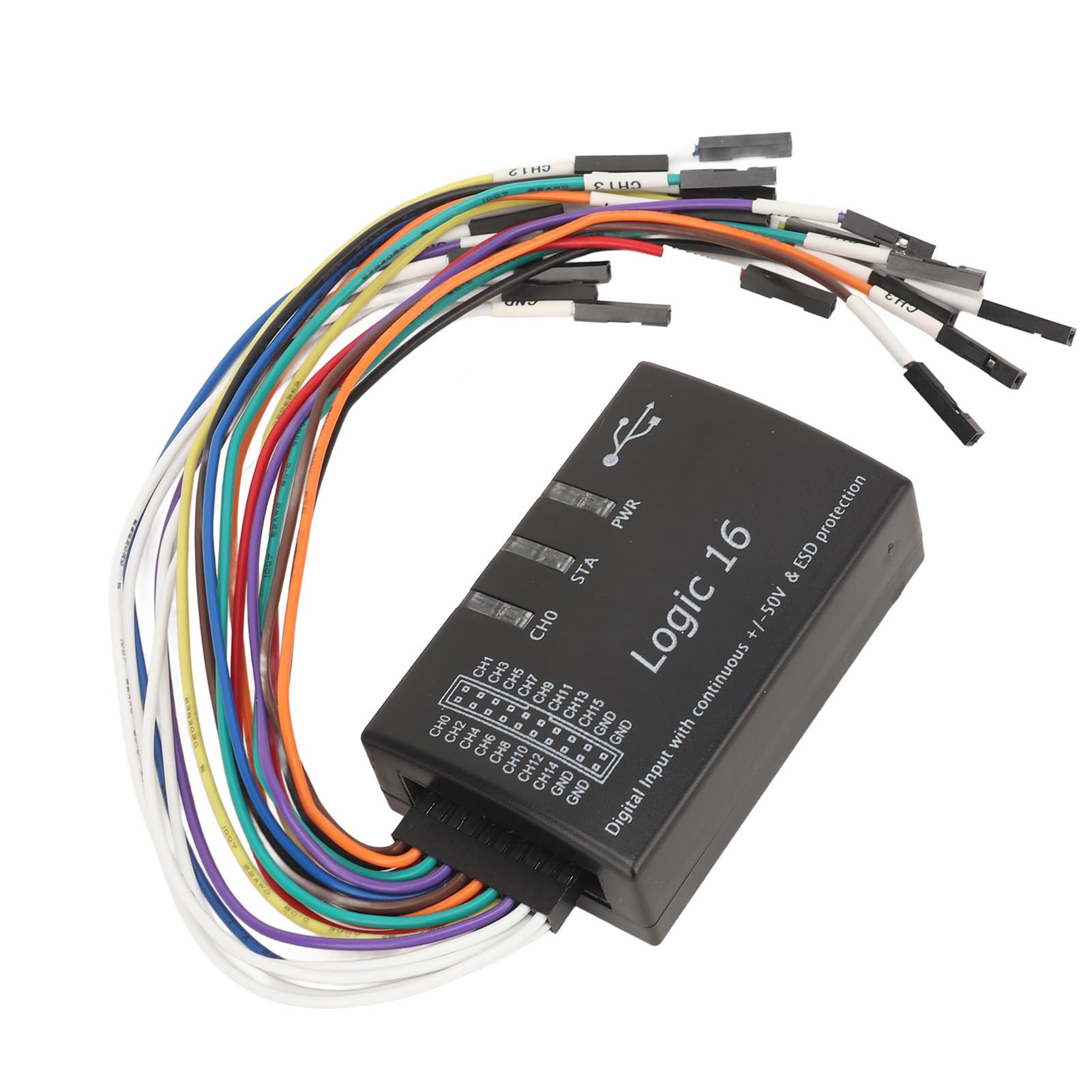 Logic Analyzer USB, Tasa de Muestreo de 16 Canales de 100m, Protección de ESD, para el Software LOGIC2
