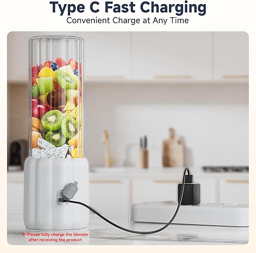 Miniatura 5 de COKUNST Licuadora portátil, pequeña licuadora de batidos y batidos con pantalla LED, licuadora personal de 17 onzas (16.9 fl oz) con 6 cuchillas,