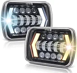 Farol Milha 5x7 120w 16000 Lumens com 4 Modos, 120W Faróis de LED 5x7 7x6 Farol Hi/Low Selado, LED Faróis de LED Hi/Low Sealed Seta Compatíveis