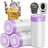Tolnetr 120PCS Cat Litter Bags for Litter-Robot 4/3 - Tear-Resistant, Leakproof Drawstring Liners, 10-12 Gallon Capacity, Odorless Cleanup