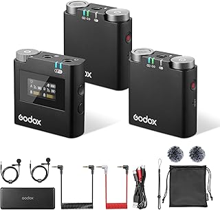 ميكروفون لاسلكي M2 من فيرسو 2 TX+1 RX+حافظة شحن نطاق 200 متر بطارية 17 ساعة بخاصية إلغاء الضوضاء 2.4GHz لافالير لتسجيل المقابلات ومدونات الفيديو والمؤتمرات غودوكس أحادى أسود