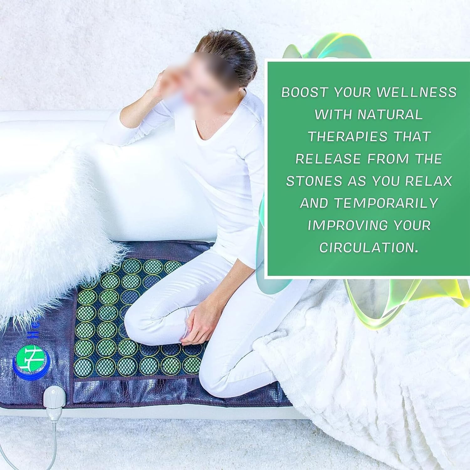 Almohadilla Térmica De Jade Natural, Almohadillas De Terapia Con Funda De Asiento Con Calefacción De 50 * 150 CM Con Temperatura Ajustable De 20 ° -70 ° Y Apagado Automático, Almohadilla De Sofá Con