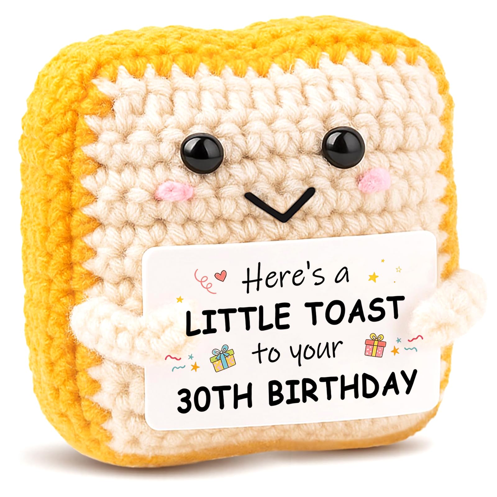 Nymora 30th Birthday Themed Bread Toast Decorative Ornament, Cute Hand Crocheted Yarn Plush, 30th Birthday Gifts for Women Men, Unique Milestone Gift for Home & Party De