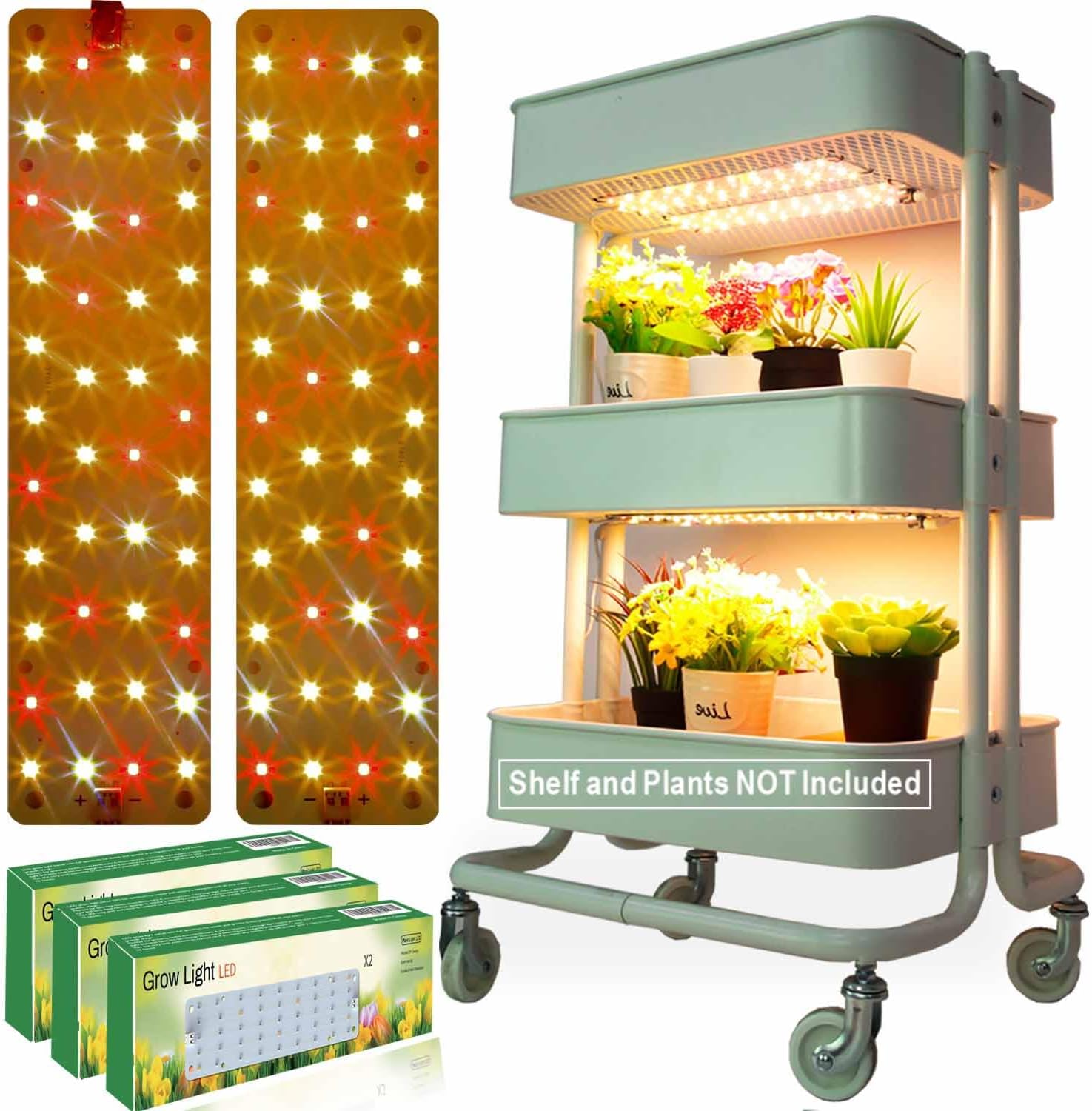 Plant Light for Indoor Plants, 3 Pack Full Spectrum Grow Light with Ultra Thin Design, Ideal for Indoor Herb Garden,Hydroponics, Succulents & More, Easy to Assemble