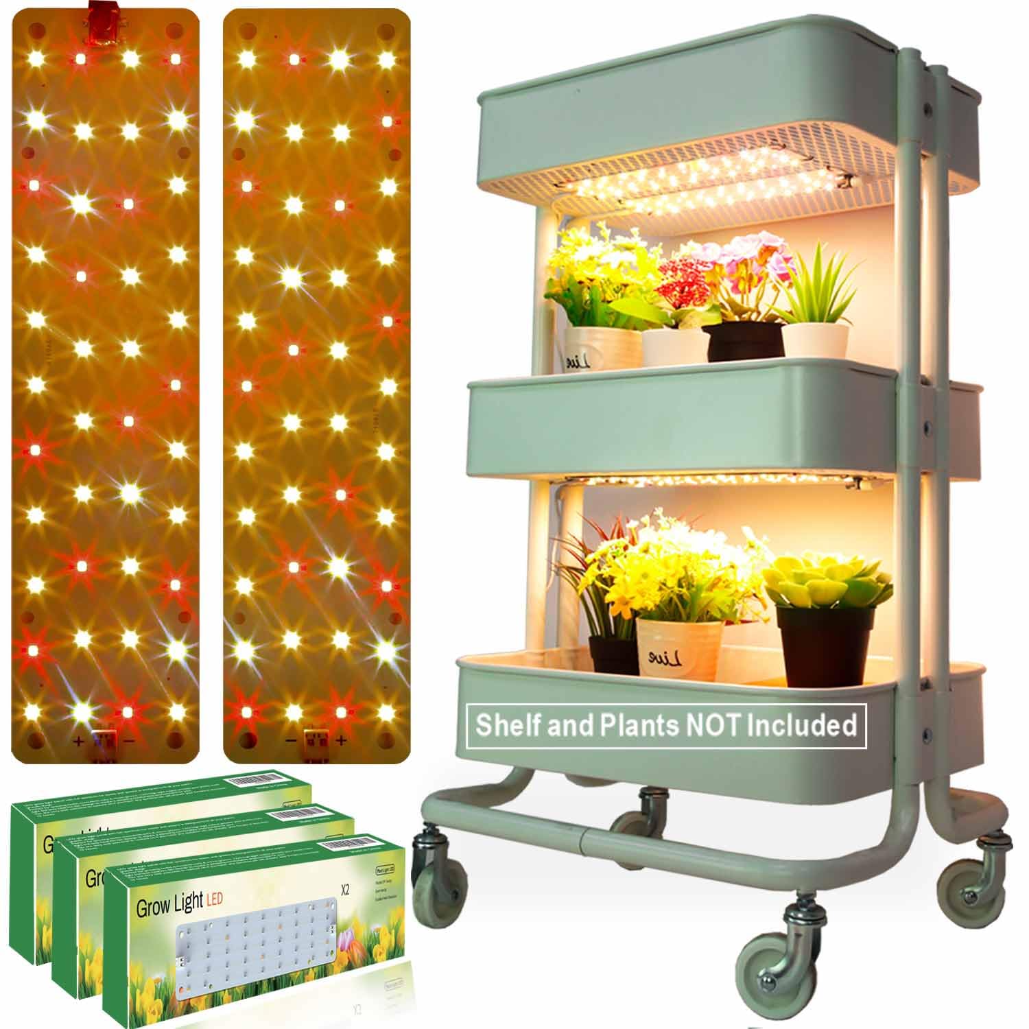 DOMMIA Plant Light for Indoor Plants, 3 Pack Full Spectrum Grow Light with Ultra Thin Design, Ideal for Indoor Herb Garden,Hydroponics, Succulents & More, Easy to Assemble