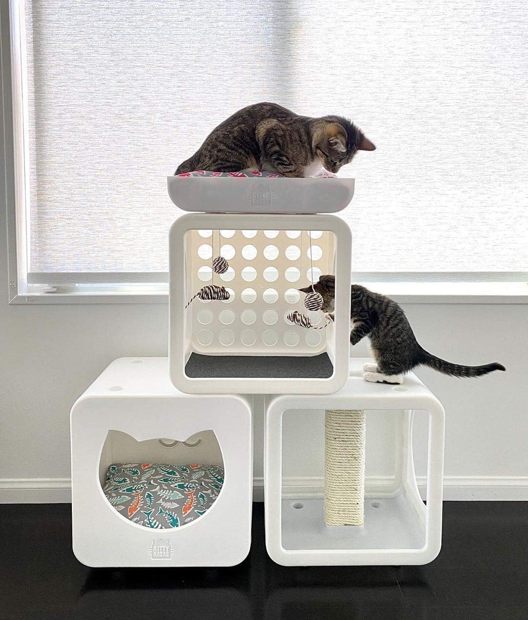 Kitty Kasas New! Standard Snap-On Modular Cat House, Bedroom Cube, White : Pet Supplies