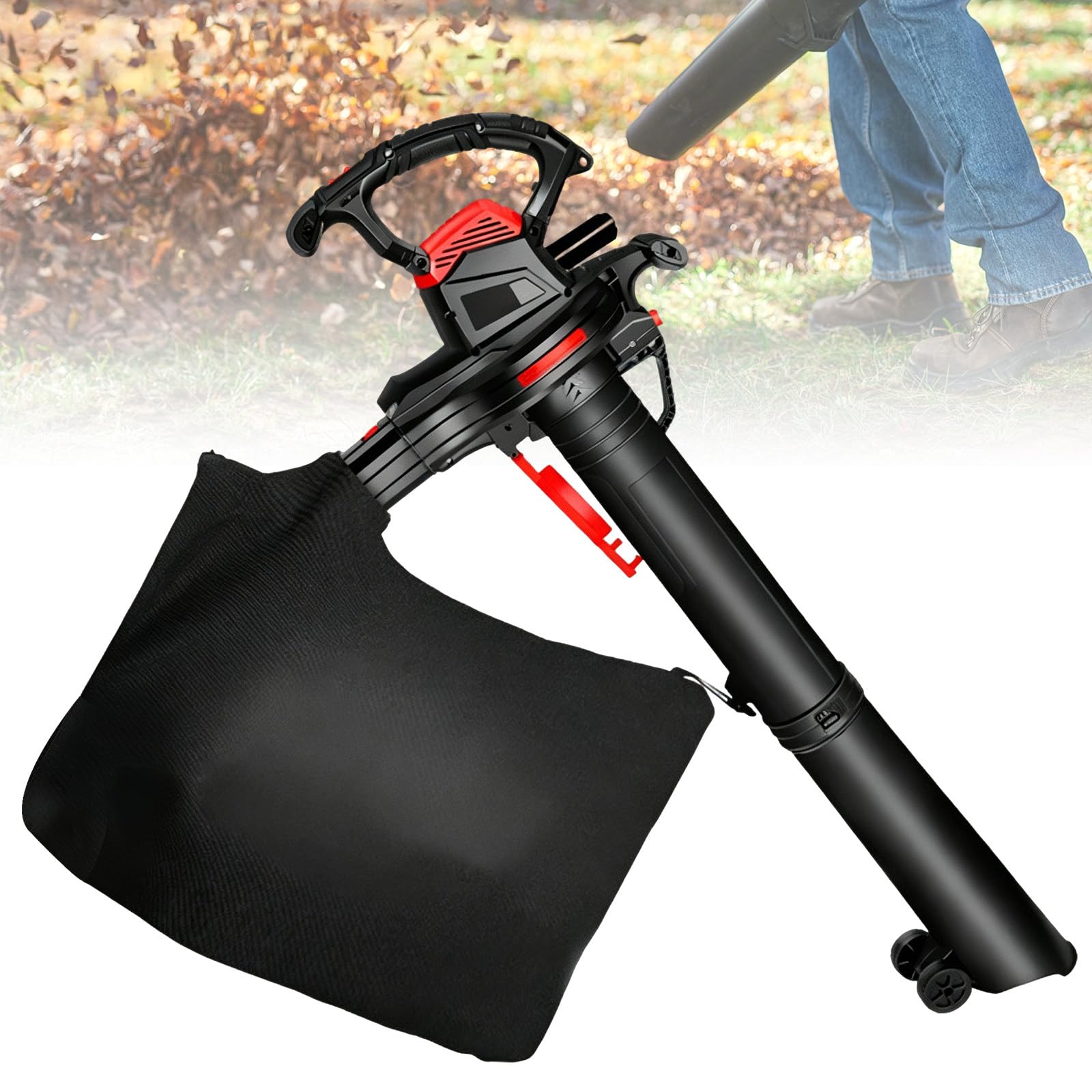 Aspirateur souffleur Feuille sans Fil à Batterie,maximale 340 km/h, Sac 40L, Poids 6 kg, Appareil de Jardin Polyvalent pour terrasse, allée et Cour, élimine brindilles et débris 2x5000mAh