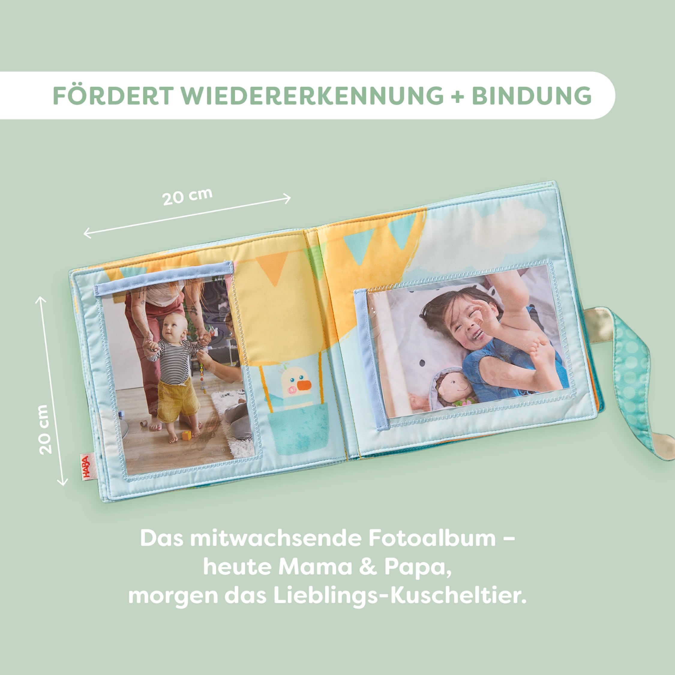 HABA Baby-Spiel-Set Gans – 4-in-1 Erstausstattung & Babygeschenk zur Geburt mit Kinderwagenkette, Schnullerkette, Greifling & Fotoalbum – Motorikspielzeug ab 0 Monate