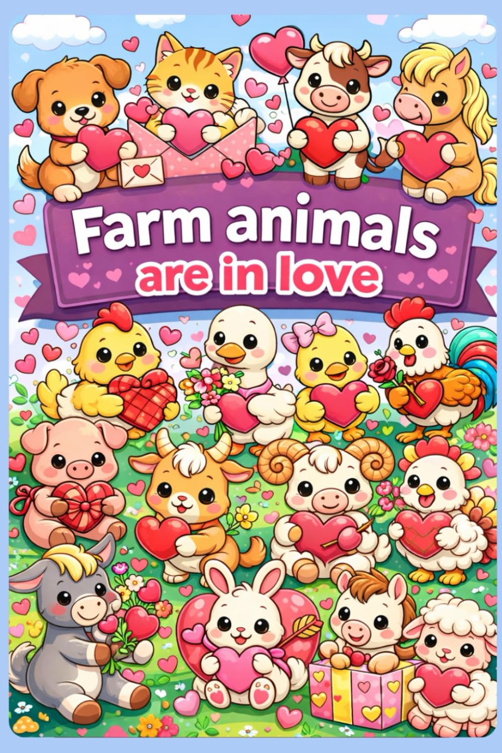 Farm animals are in love: Valentine's day colouring book (Valentain Colouring books for children age 4-8)