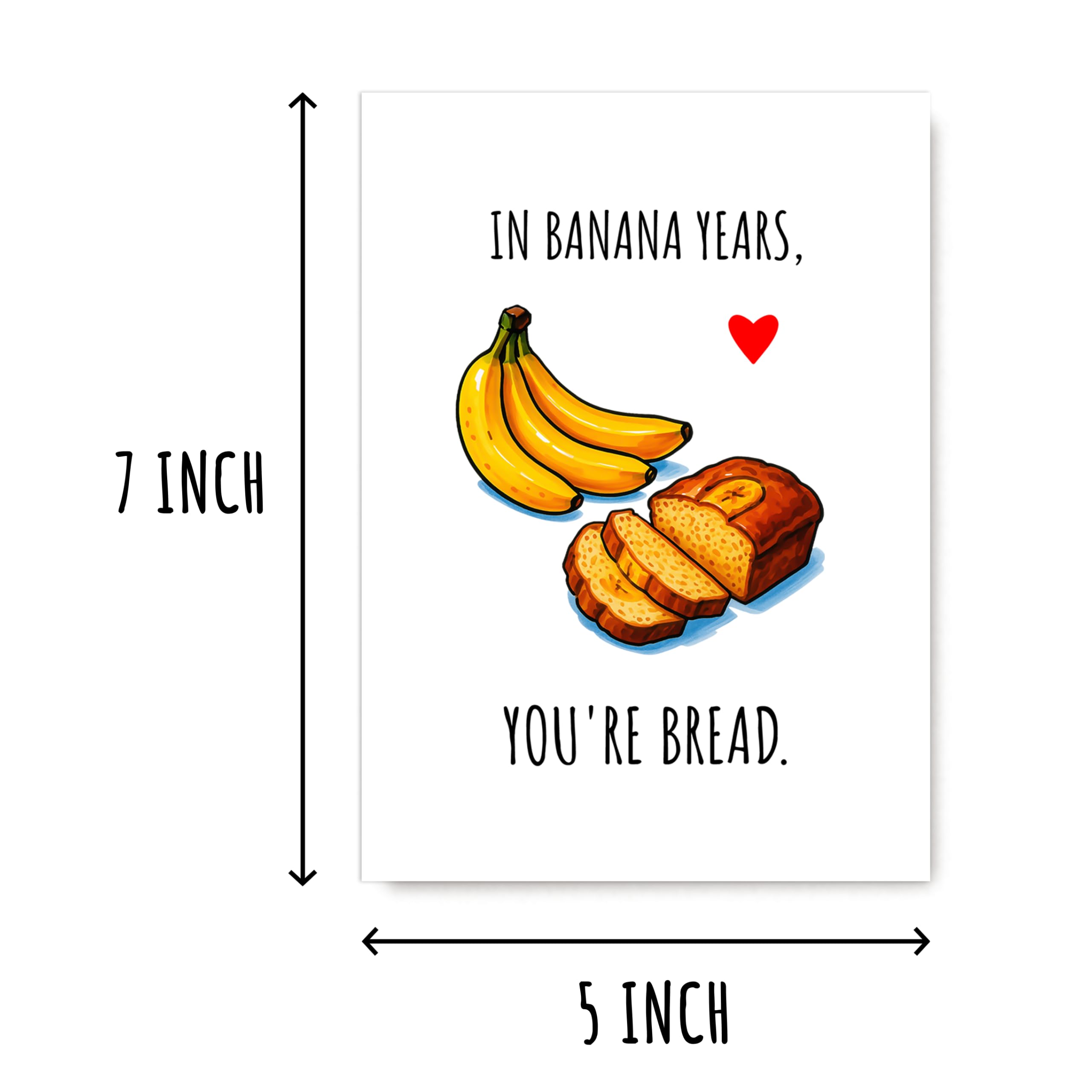 Tarjeta de cumpleaños con texto en inglés "In Banana Years You're Bread" - Tarjeta de cumpleaños con texto en inglés "In Banana Years" - Tarjeta de felicitación divertida - Aniversario