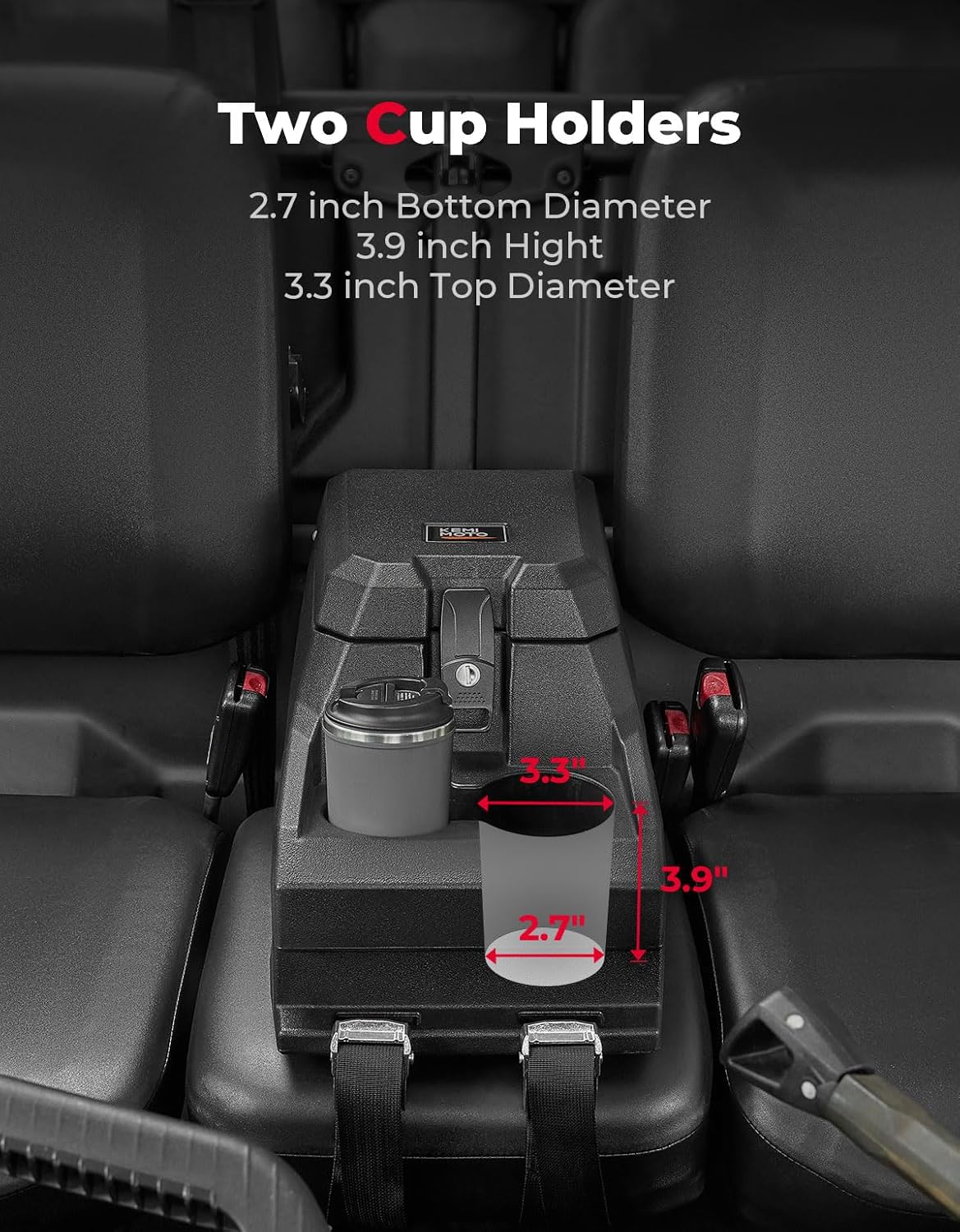 KEMIMOTO UTV Center Console Armrest Storage Box Compatible with 2017-2026 Can AM Defender & Max HD5/7/8/9/10 Universal Fit Bench Seat Console with 2 Cup Holders