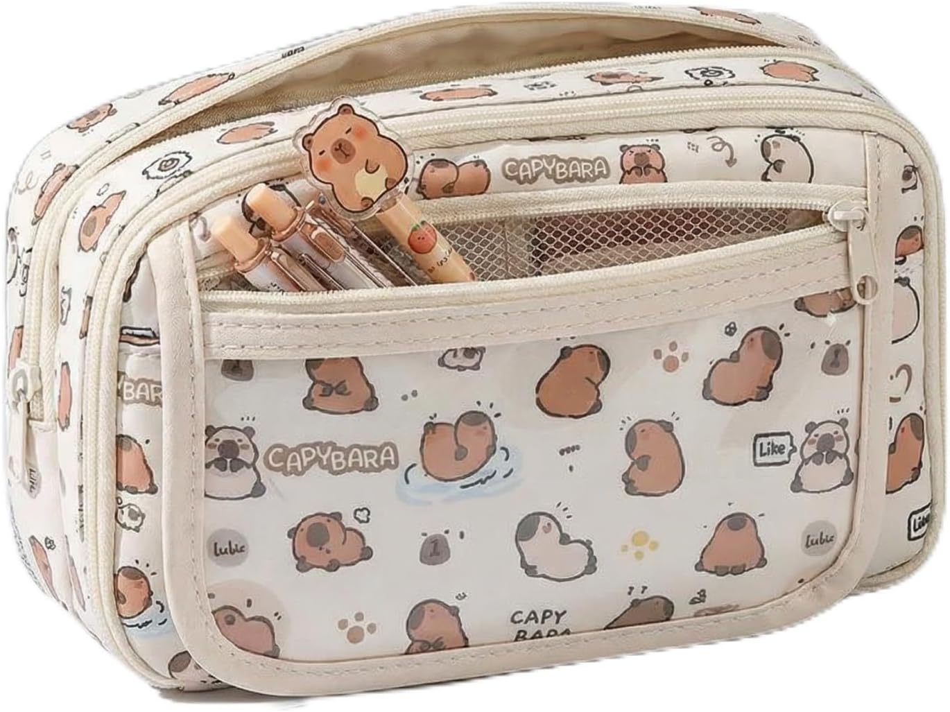 Capybara Pencil Case 9-Layer Capybara Stationery Cute Pencil Case with Compartments Kids Pencil CaseKawaii Large Pencil Cases for Boys Girls Students School ExamsCapybara Gifts Birthday