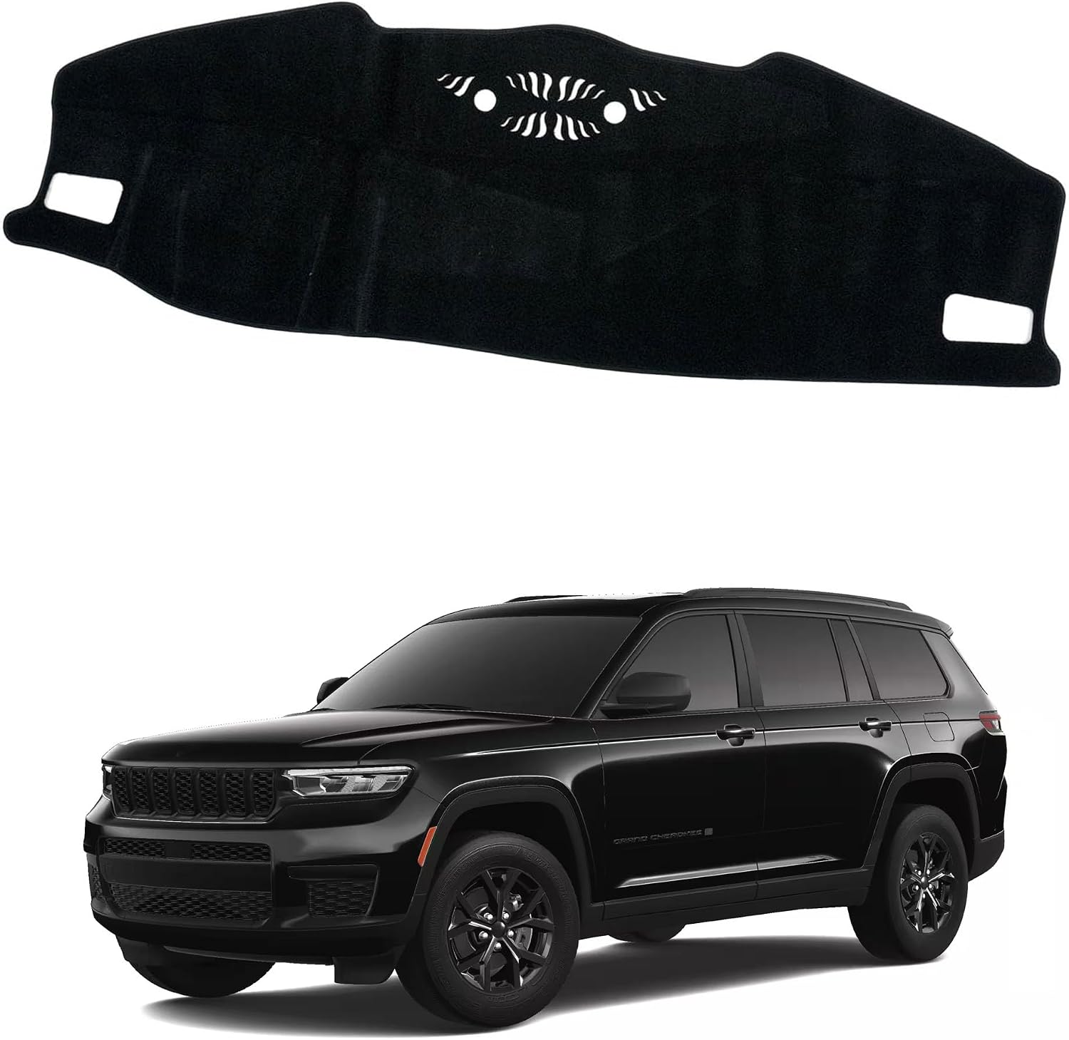 Upgraded Dashboard Mat for 2021-2025 Jeep Grand Cherokee L (Not Fit Jeep Grand Cherokee) Polyester Dashboard Mat Non-Slip Windshield Reflective Instrument Cover Interior Accessory Black