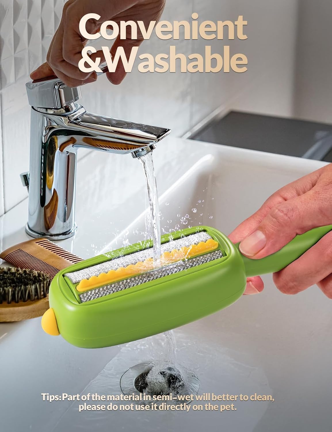 Washable Sticky Roller, Reusable Lint Roller, Washable Pet Hair Removal Tool for Clothes, Pet Hair Remover,Furniture for Cats and Dogs FurIdeal Replacement for Lint Roller Removers (Green) image 5