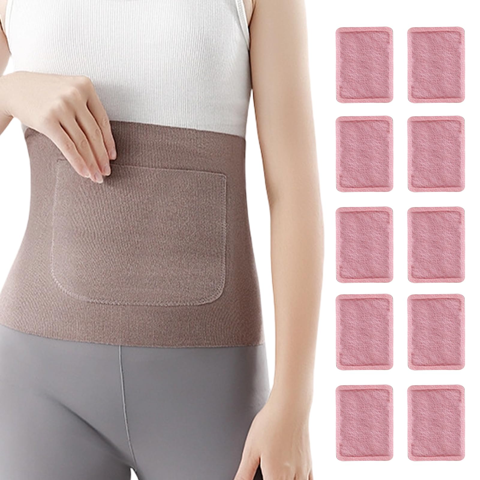 Cinturón elástico cómodo portátil con compartimentos para calor lumbar 8