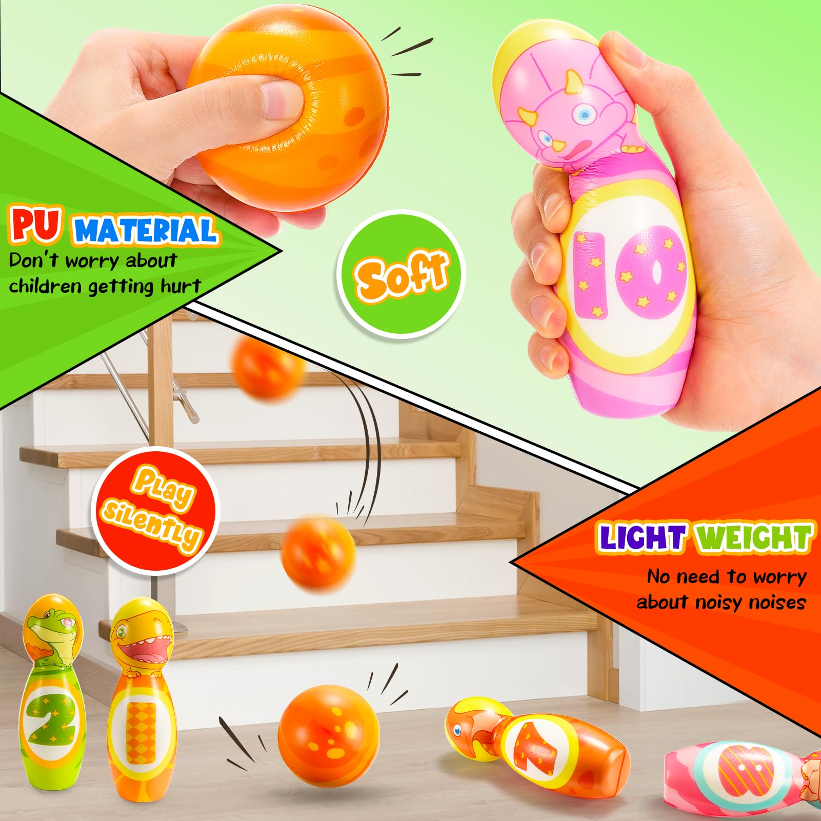 Hapikids Jeux Extérieur Enfant 2 3 4 5 Ans, Set Bowling de 12 Pièces, Jouet Enfant 2 3 Ans, Bowling pour Enfants Jeux Enfant 3 Ans Cadeau Enfant 3-9 Ans Jeux Montessori 2 3 4 Ans Jeux de Quilles