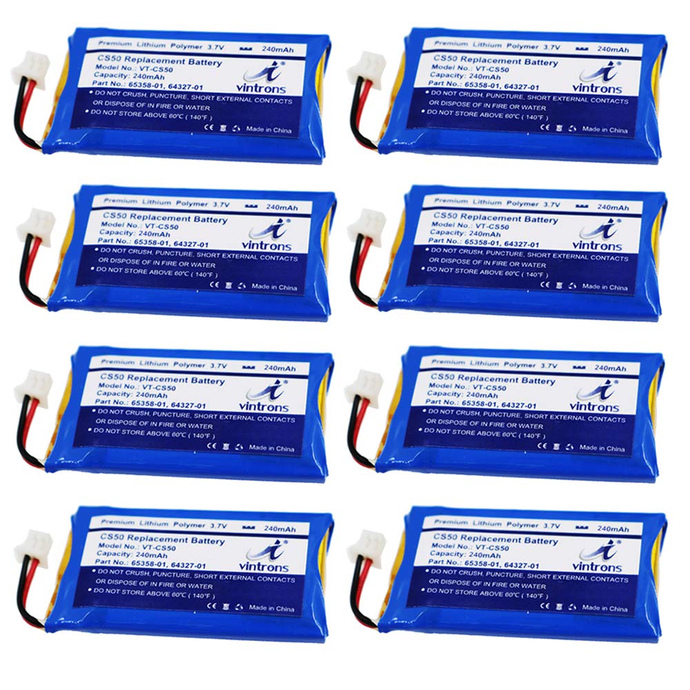 VINTRONS 65358-01, 64327-01, 64399-01, CS50 Battery Replacement for Plantronics CS50, CS55, CS60, Savi 710, Savi W720, 65358-01, 64327-01, 64399-01,(8 Packs)