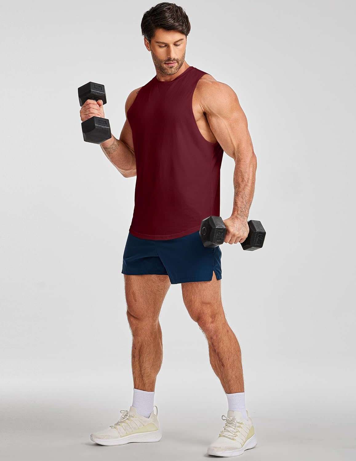 JMIERR Mens Drop Arm Tank Tops Gym Workout Sleeveless Muscle Shirts Cut Off Summer Tee Shirt - Image 5