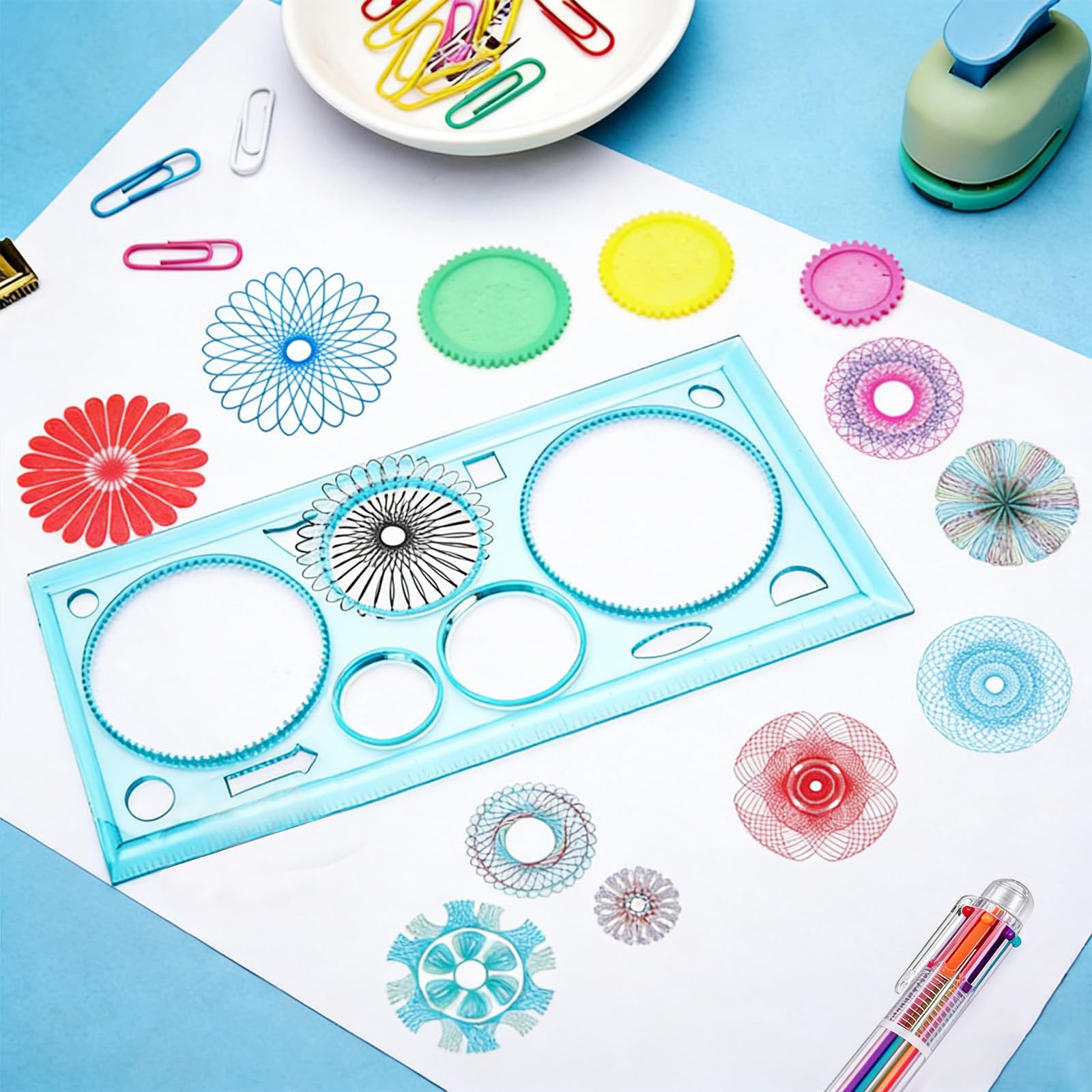 Juego De 11 Espirógrafos Creativos – Con 7 Reglas Y 4 Bolígrafos De 6 Colores, Para Dibujar Patrones Geométricos, Fomenta Motricidad Fina Y Creatividad