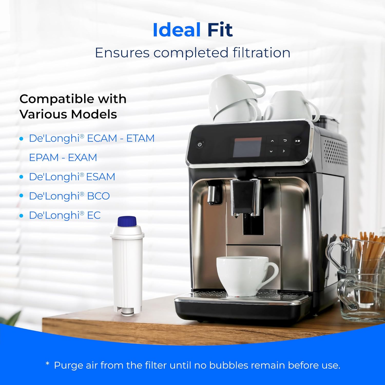 Waterdrop Coffee Water Filter, Replacement for De'Longhi® Water Filter, De'Longhi® Magnifica Evo Water Filter, DLS C002, ECAM/ETAM/EPAM Series, EC680/5, TÜV SÜD Certified, 6 Packs