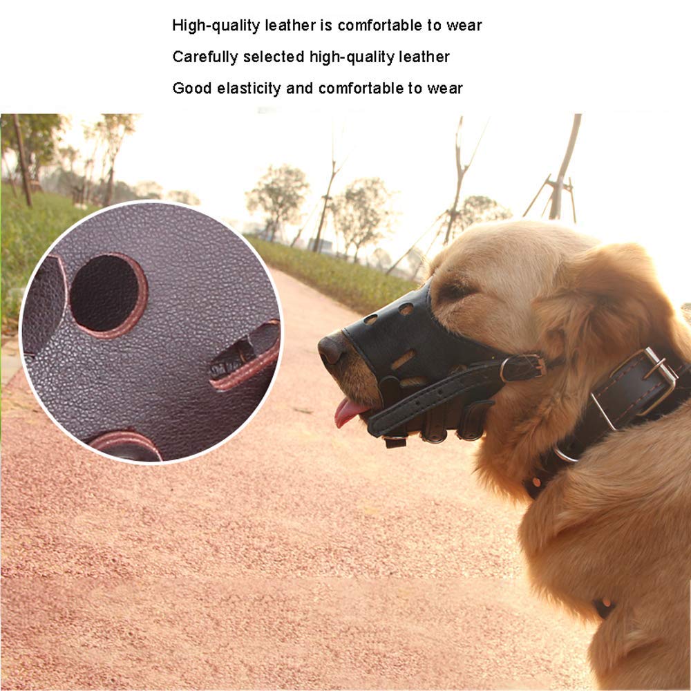 Bozal para Perros, bozal de Cuero para Perros, bozal de Entrenamiento Ajustable para Mascotas para Control de ladridos, prevención de mordeduras y prevención de masticaciones