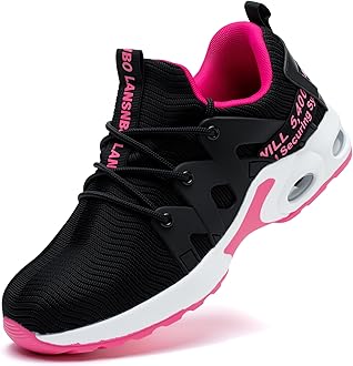 Steel Toe Shoes for Women Indestructible Safety Work Shoes Air Cushion Lightweight Breathable Utility Sneakers Puncture Proof Slip Resistant Composite Toe Footwear