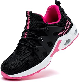 Steel Toe Shoes for Women Indestructible Safety Work Shoes Air Cushion Lightweight Breathable Utility Sneakers Puncture Proof Slip Resistant Composite Toe Footwear