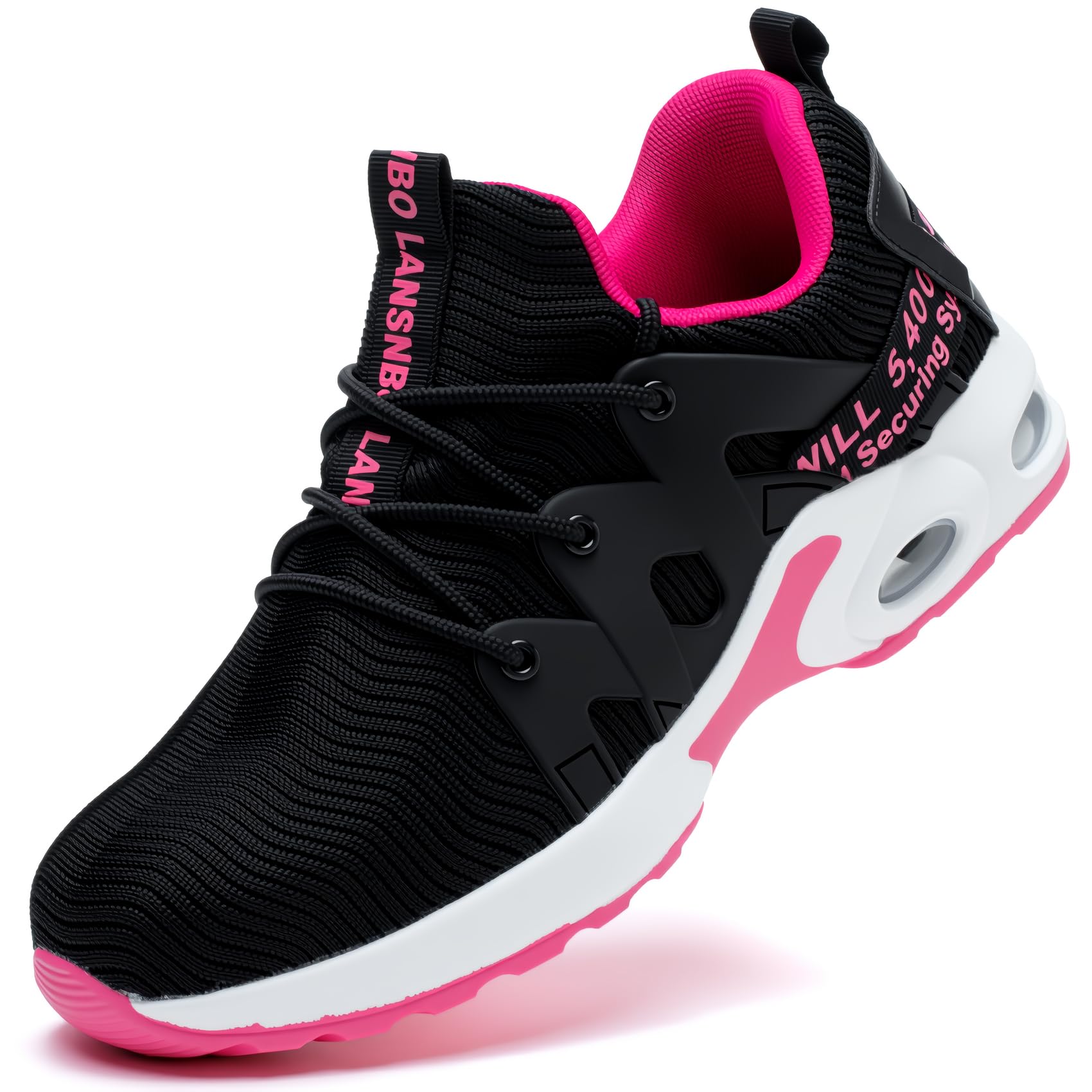 Steel Toe Shoes for Women Indestructible Safety Work Shoes Air Cushion Lightweight Breathable Utility Sneakers Puncture Proof Slip Resistant Composite Toe Footwear