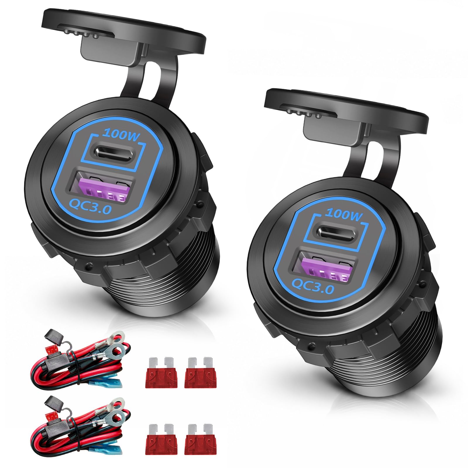 12V USB C Steckdose 100W PD & 18W QC,Wohnmobil Auto USB Dose Buchse 12 Volt