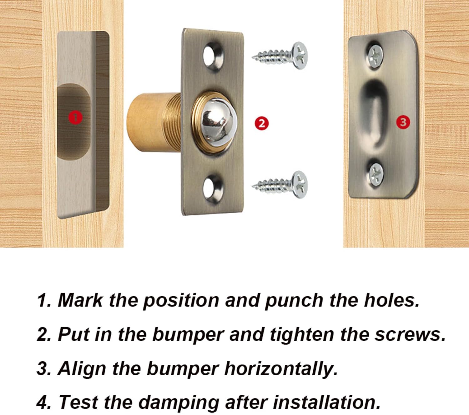 Closet Door Ball Catch Hardware Top, Side Adjustable Hidden Latch Drive for Sliding Doors, Swing Doors, Folding Doors (Red Antique, 6 PCS)