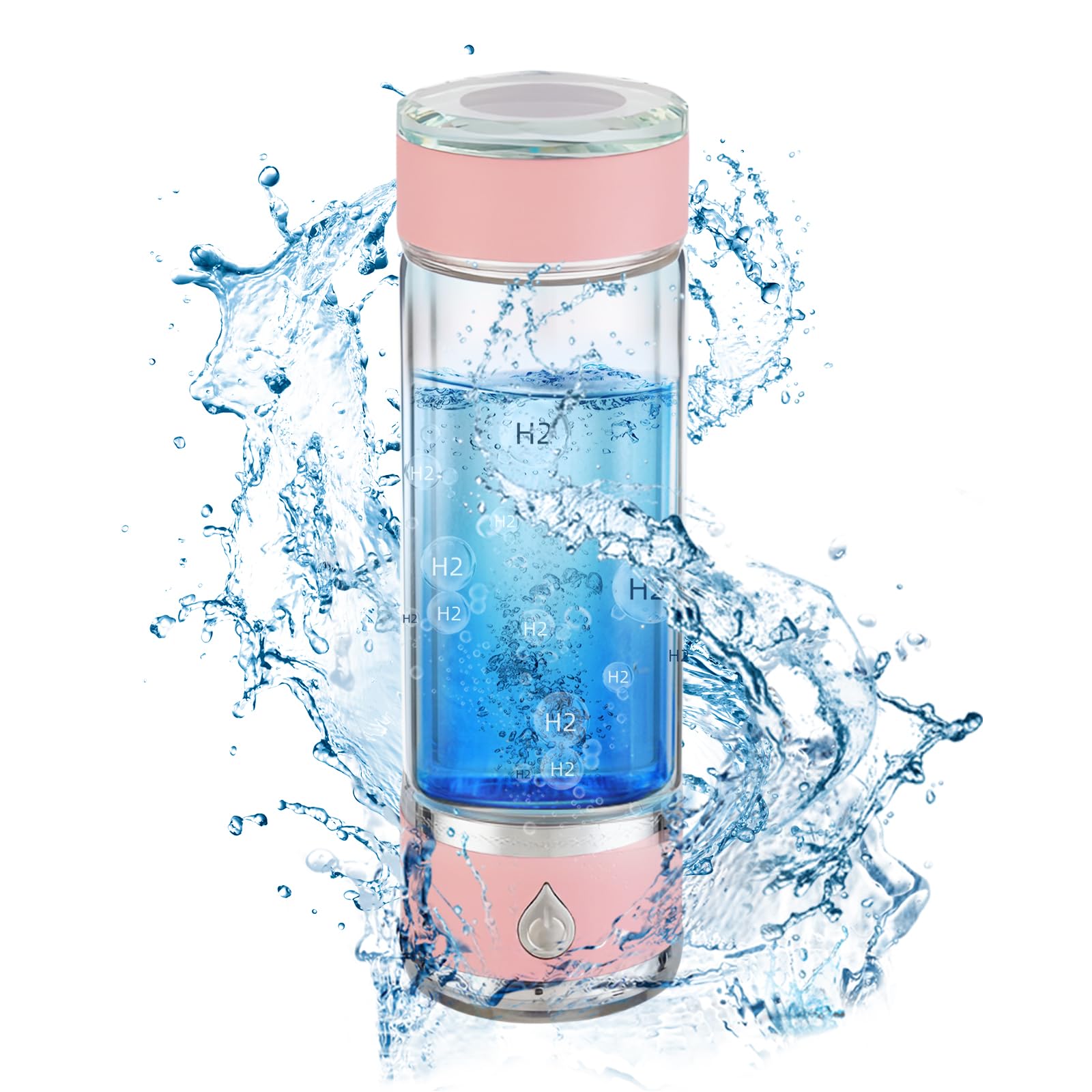 Hydrohealth - Generador de botellas de agua de hidrógeno, portátil y recargable, botella de agua de hidrógeno Hydro Health con tecnología SPE Pem, ionizador de agua, 3 minutos 4100 PPB de