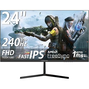 XUNDEFINED 24" Gaming Monitor 240Hz 1ms Full HD 1920 x 1080 FAST IPS Panel Matte 126%sRGB 300cd/m  HDR10 FreeSync Supported, Built-in Speaker, Blue Light Reduction, Flicker Free, HDMI 2.0 DP1.4, USB 2.0 Type A Tilt Adjustment A 75*7 5mm