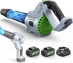 ETOOLAB Akku Laubbläser mit 180° Drehgriff, 290 km/h & 1.155 m³/h, Bürstenloser Motor, 5 Leistungsstufen, 2×4,0Ah Akku, Kabelloser Laubbläser für Garten, Einfahrt, Gehweg, Autotrocknung und Dachrinne